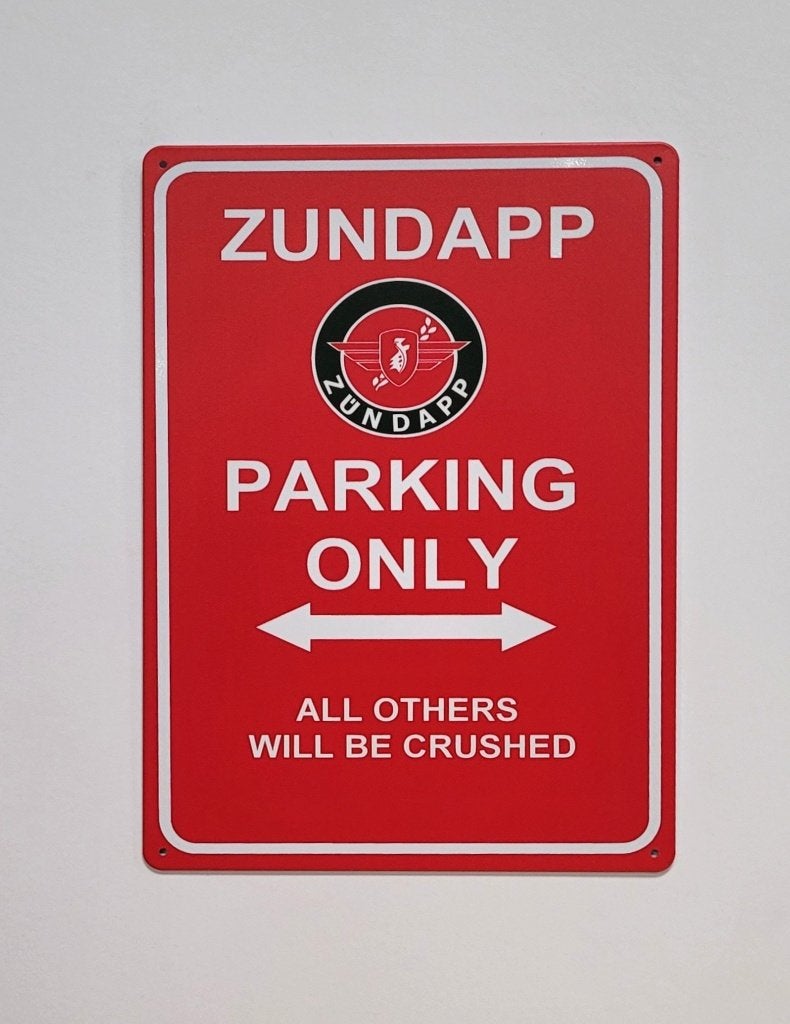 Zundapp parking only reclamebord van metaal wandbord deco, Reclamebord, Info@deconoord.nl, Deco Noord, Nieuw