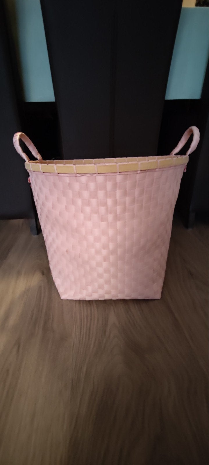 Stevige roze opberg mand, Ophalen, Kunststof, Mand, Rond