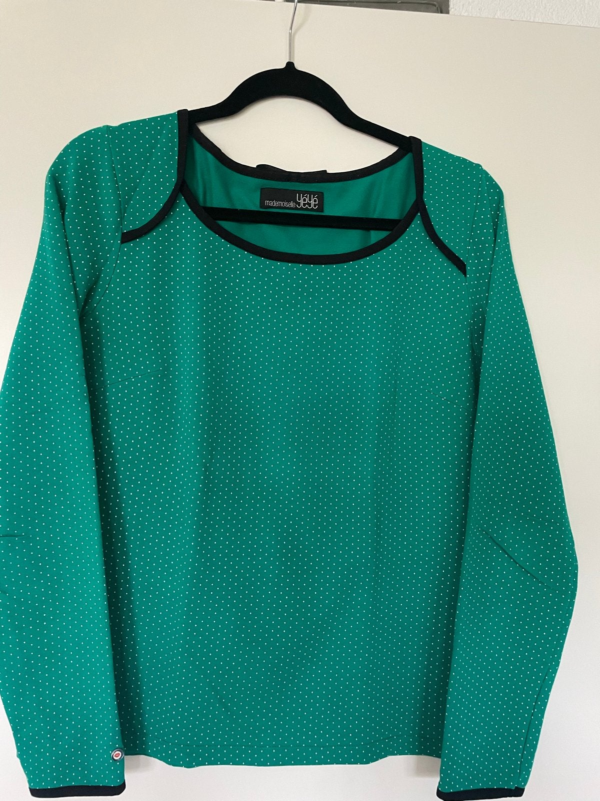 Mademoiselle YéYé Groen Shirt maat L met Stippen - Maat M, Kleding | Dames, Maat 38/40 (M), Ophalen of Verzenden, Zo goed als nieuw