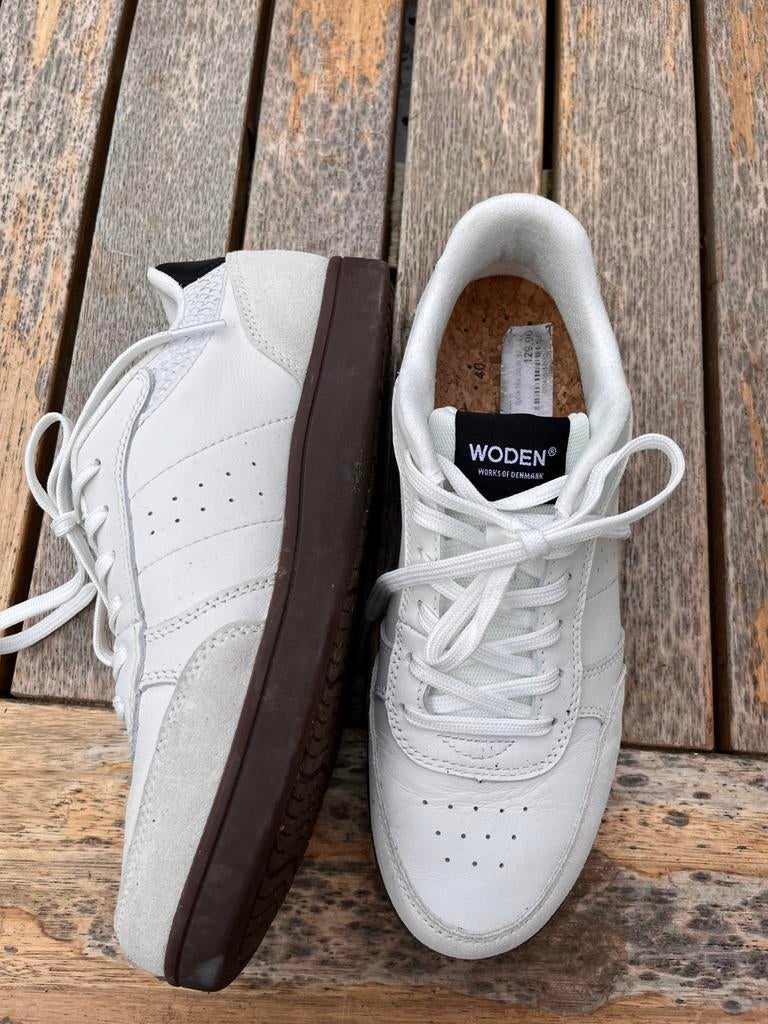 Sneaker, wit, kurken zool, maat 40 merk Woden, Ophalen of Verzenden, Zo goed als nieuw, Wit