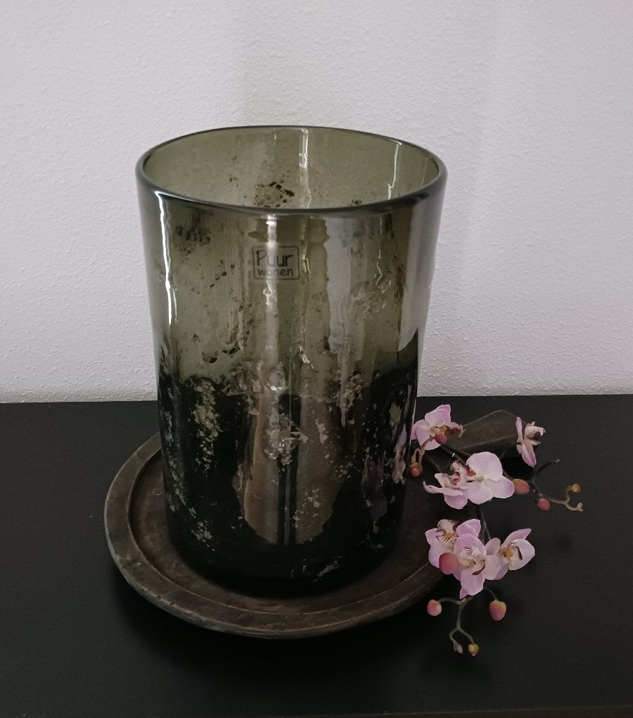 Windlicht Puur Wonen XL 30 x 20 cm Chocolate, Ophalen, Windlicht, Bruin, Glas