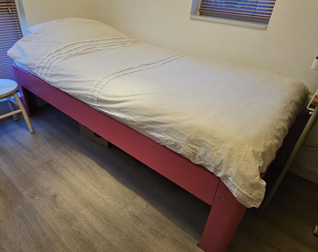 Auping Auronde bed 90x200 hoog model, roze, Huis en Inrichting, Slaapkamer | Bedden, Ophalen, Gebruikt, 90 cm, 200 cm