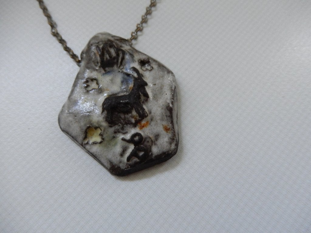 Ketting, sterrenbeeld steenbok, aparte hanger, Ophalen of Verzenden, Zo goed als nieuw, Zilver, Overige materialen
