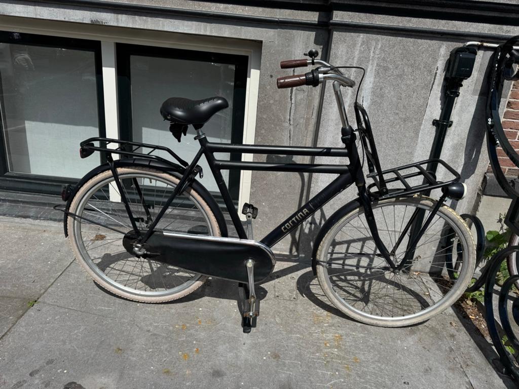 Cortina Transportfiets Heren - Zwart, 3 versnellingen, Terugtraprem, Gebruikt, Versnellingen, 53 tot 57 cm