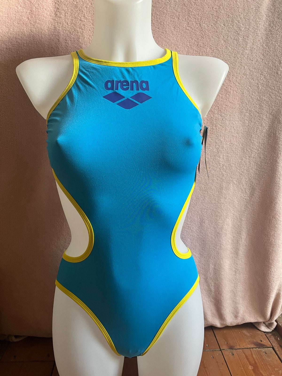 Arena One Biglogo One Piece Badpak Turquoise-Yellow, Ophalen of Verzenden, Nieuw, Blauw, Badpak