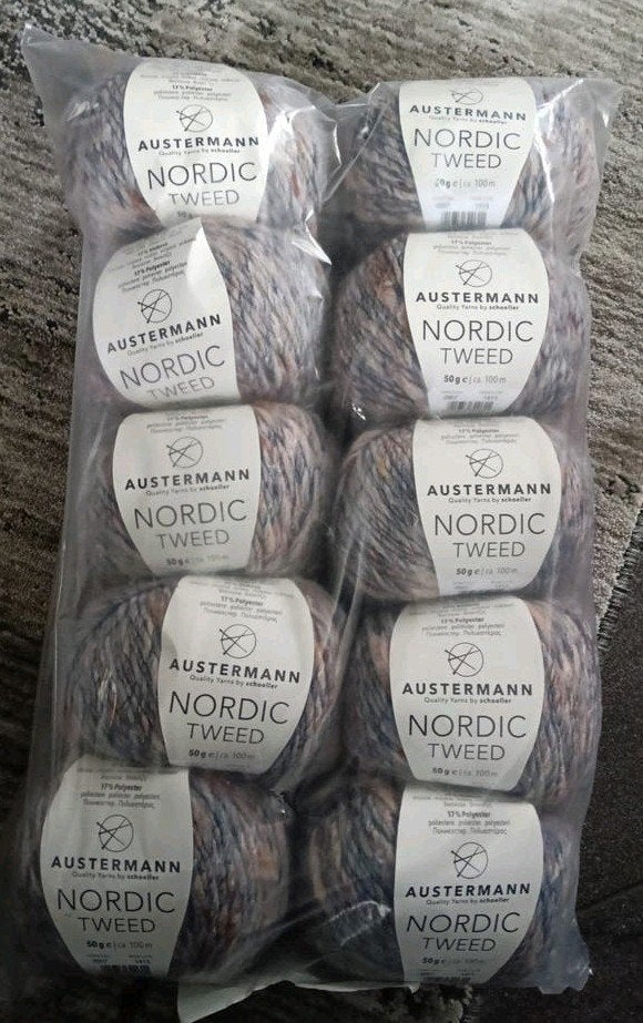 Austermann Nordic Tweed Garen - 10 bollen, Hobby en Vrije tijd, Ophalen of Verzenden, Nieuw, Breien of Haken, Wol of Garen