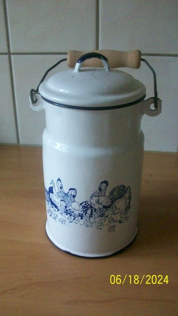 Emaille melkbus met kippen decoratie, Ophalen of Verzenden