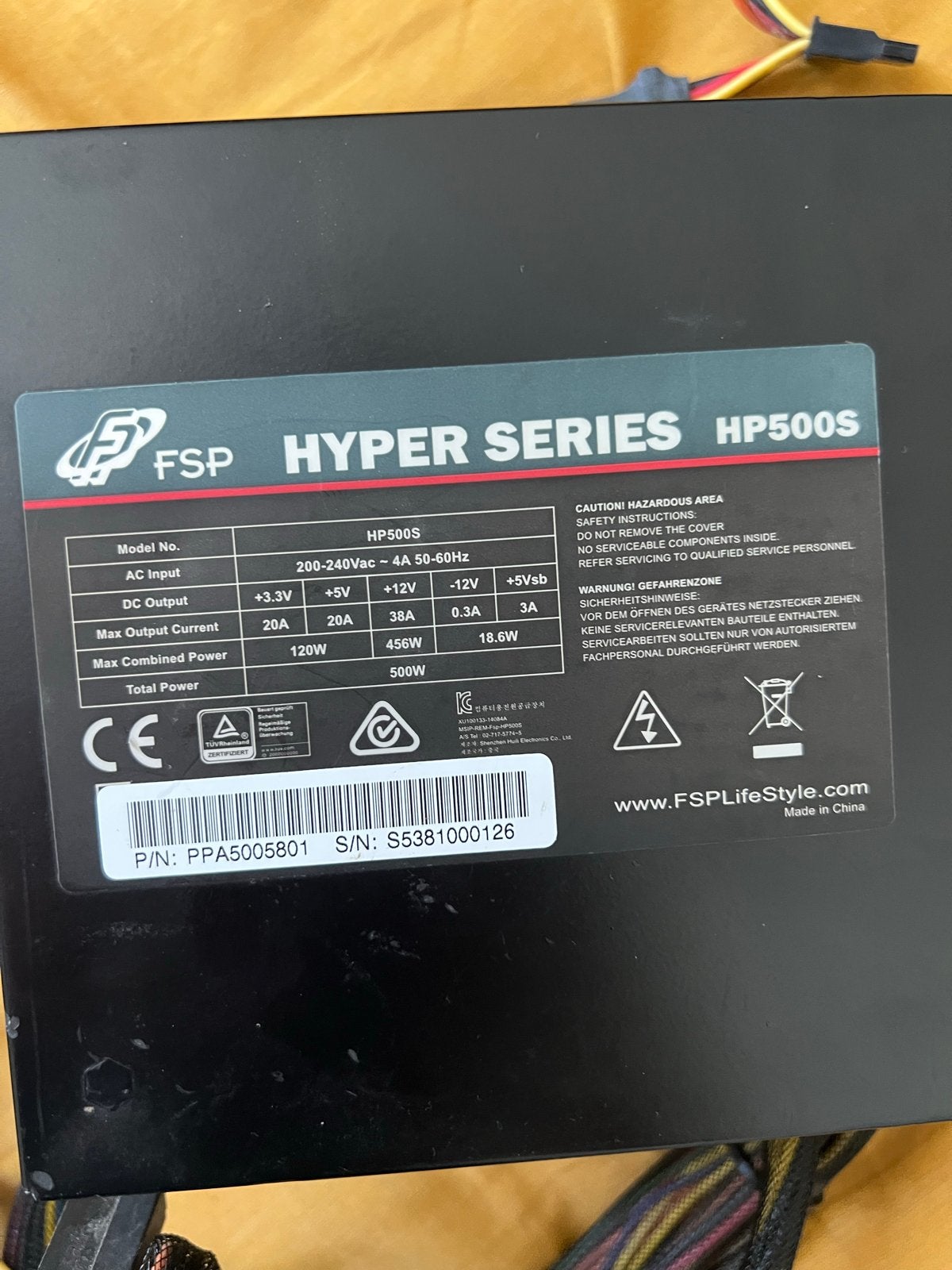 FSP Hyper Series HP500S 500W Voeding, Computers en Software, Ophalen, Gebruikt