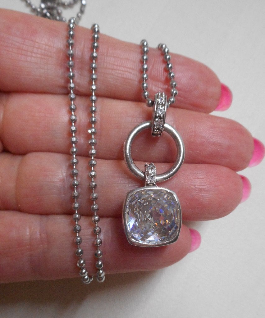 Zilveren lange zinzi ketting met hanger met zirkonia nr.1498