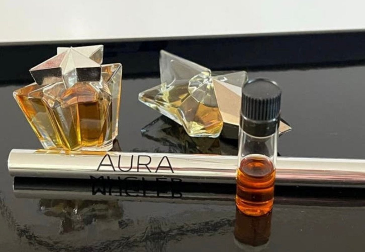 Thierry Mugler Angel Miniaturen & Aura Parfum Pen 2 ml, Verzenden, Zo goed als nieuw, Miniatuur, Gevuld
