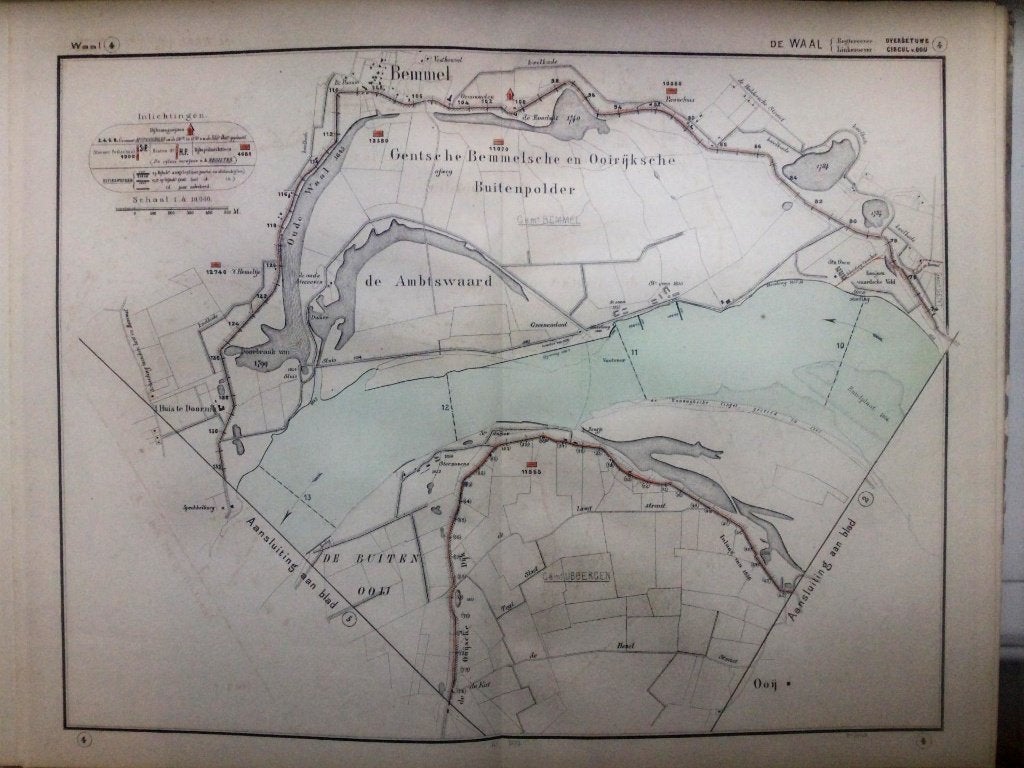 Bemmel, Overbetuwe,  e.o., 1872., Antiek en Kunst, Kunst | Etsen en Gravures, Verzenden, Cartografie, Origineel, 51 cm