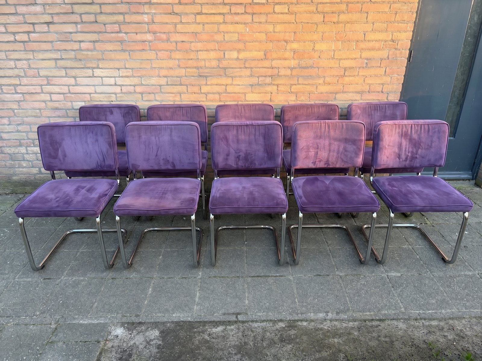 10 Paarse Zuiver Ridge Rib Ribstof stoelen, Ophalen
