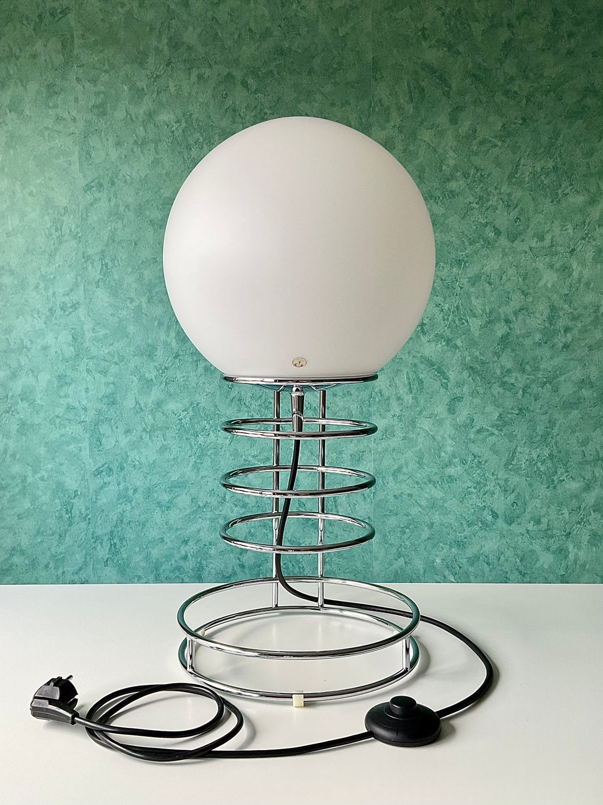 Grote Vintage 70’s Peill & Putzler Basket Tafel - Vloerlamp, 50 tot 75 cm, Ophalen of Verzenden, Zo goed als nieuw, Glas
