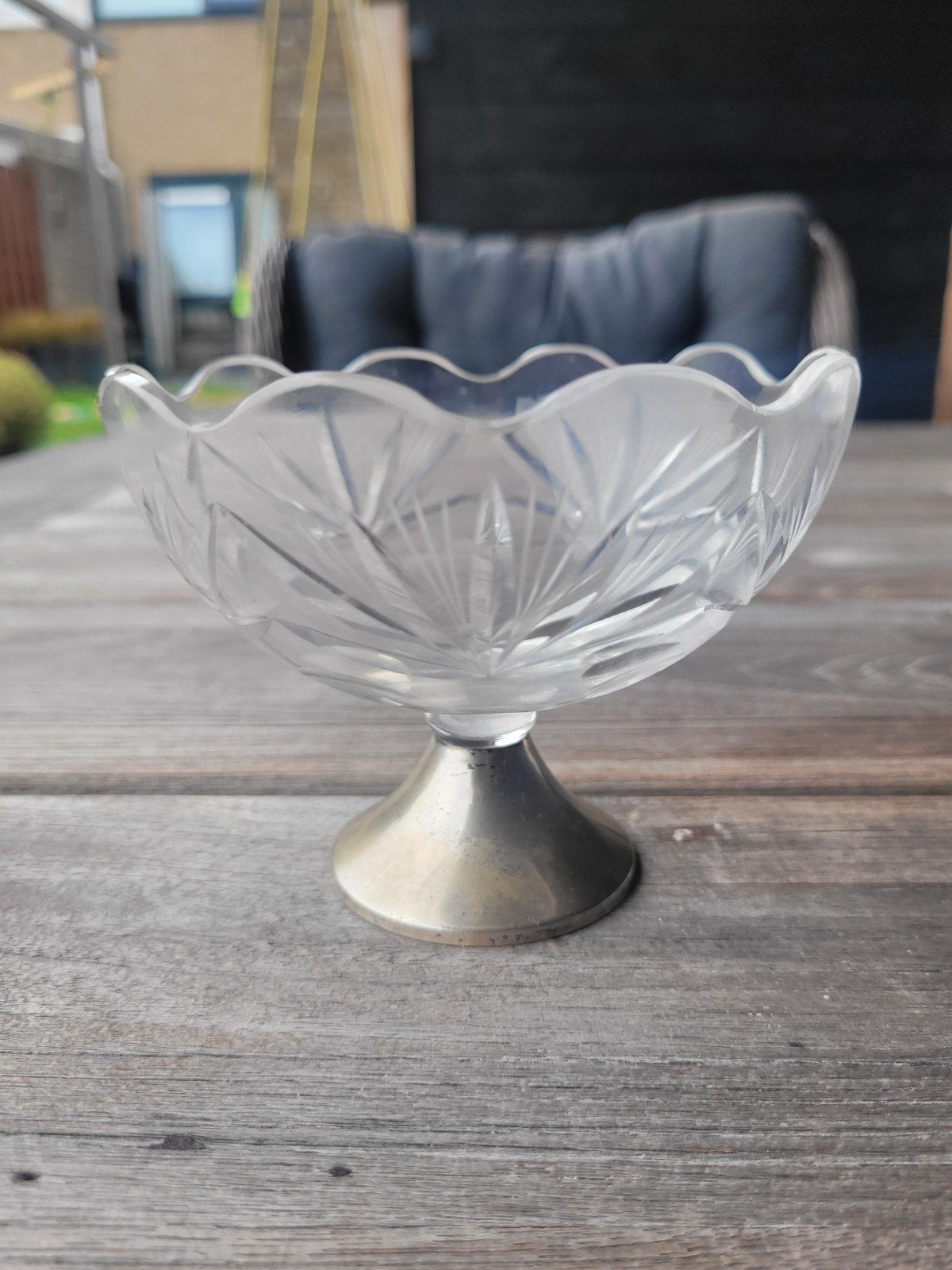 Kristallen schaaltje met zilveren voetje, Antiek en Kunst, Antiek | Goud en Zilver, Ophalen of Verzenden