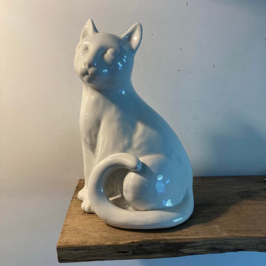 Porseleinen kat beeld uit de jaren 80, Antiek en Kunst, Ophalen of Verzenden