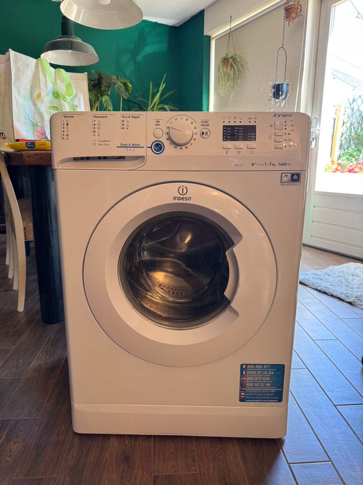 Indesit XWA71452 wasmachine - A++ - 7kg - 1400 RPM, Gebruikt, Energieklasse A of zuiniger, Ophalen of Verzenden, Voorlader