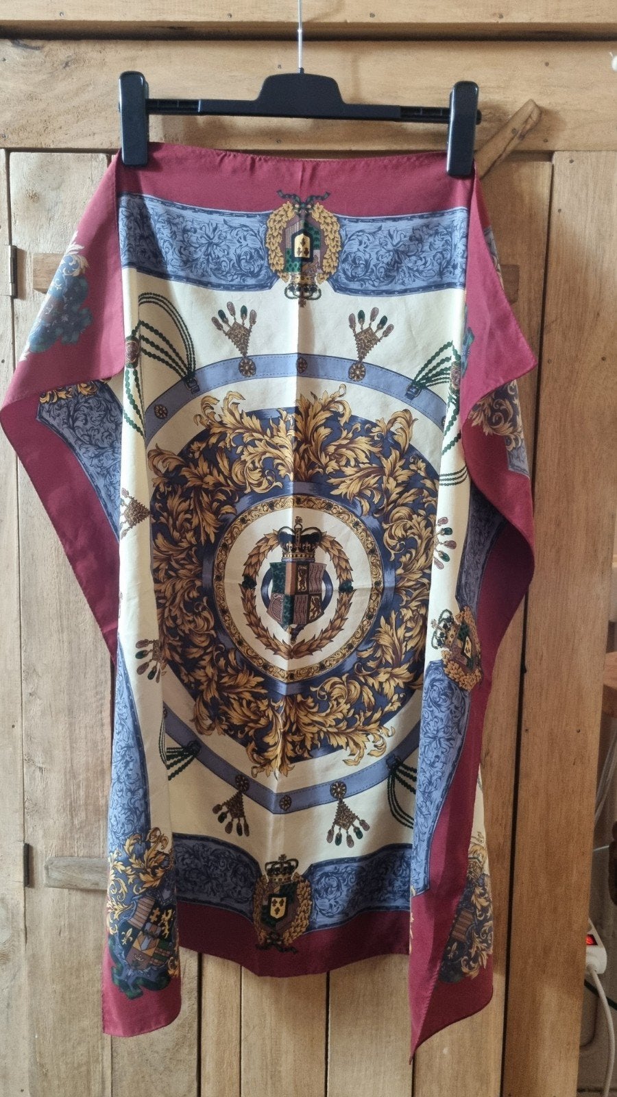 Luxe 100% Zijden vintage Sjaal met Barok Print, Onbekend, Ophalen of Verzenden, Zo goed als nieuw