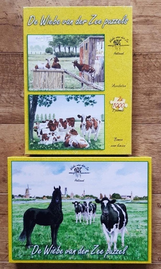 De Wiebe van der Zee Puzzels, Friesland, Acrobaten, Koeien, Ophalen of Verzenden, 500 t/m 1500 stukjes, Zo goed als nieuw, Legpuzzel