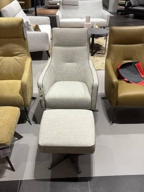 Montel  showroom draaifauteuil + voetenbank, Ophalen, Nieuw, 75 tot 100 cm, 50 tot 75 cm