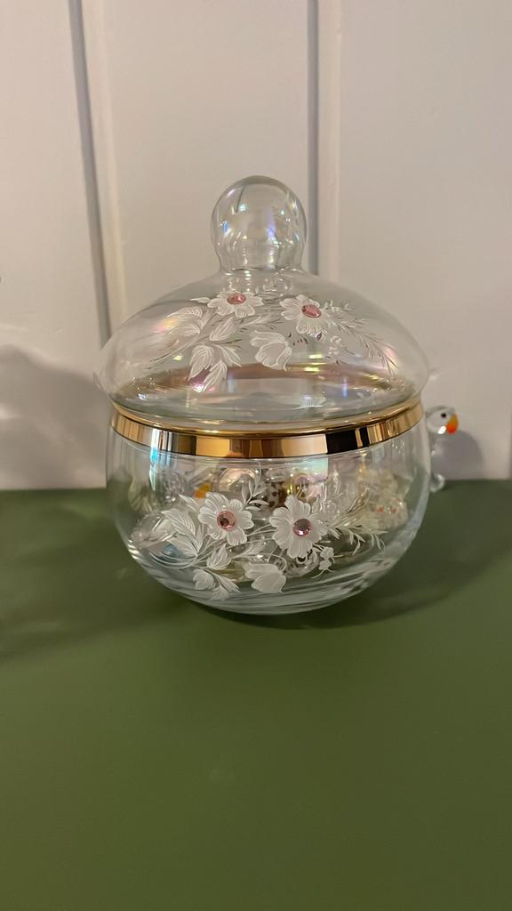 Vintage suikerpot met bloemenmotief, Ophalen of Verzenden, Zo goed als nieuw