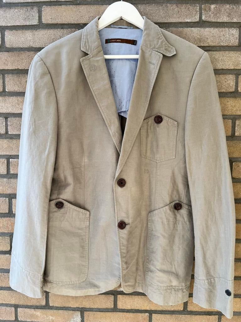 Cast Iron zomerblazer – zand linnen look – maat XXL, Ophalen of Verzenden, Zo goed als nieuw, Overige maten, Beige