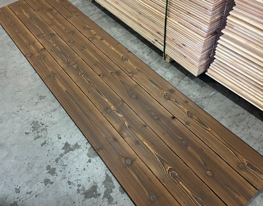 Planken gebrand en geborsteld vuren hout 185mm  HELSINKI, Ophalen of Verzenden, Nieuw