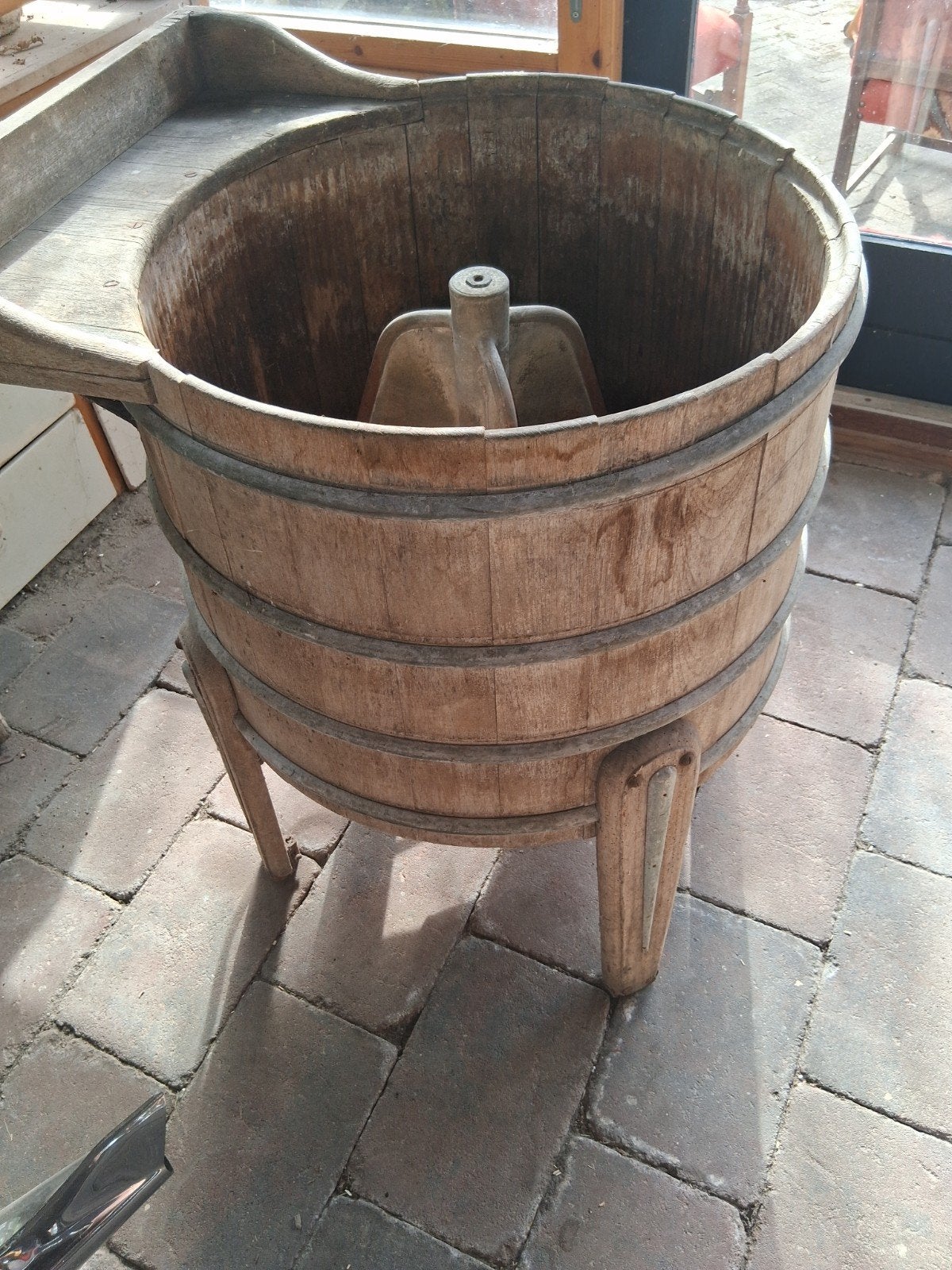 Antieke houten wasmachine met wringer - Erres 1536, Ophalen
