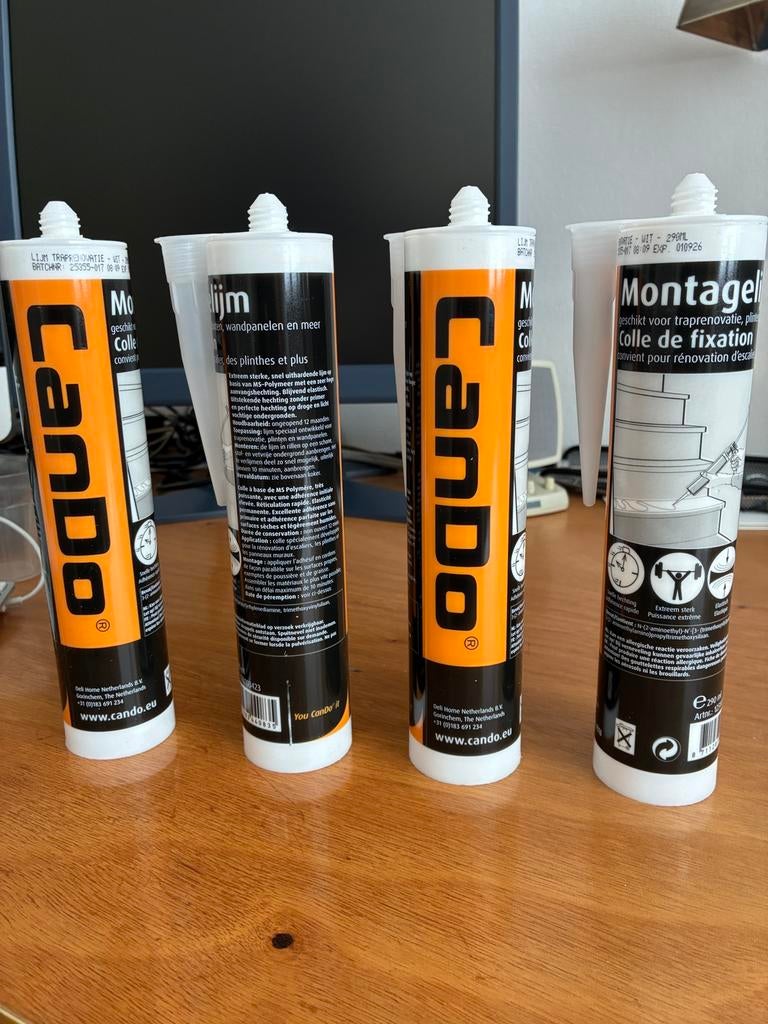 4 tubes lijm voor hout, traprenovatie, plinten, laminaat, Doe-het-zelf en Verbouw, Ophalen of Verzenden, Nieuw