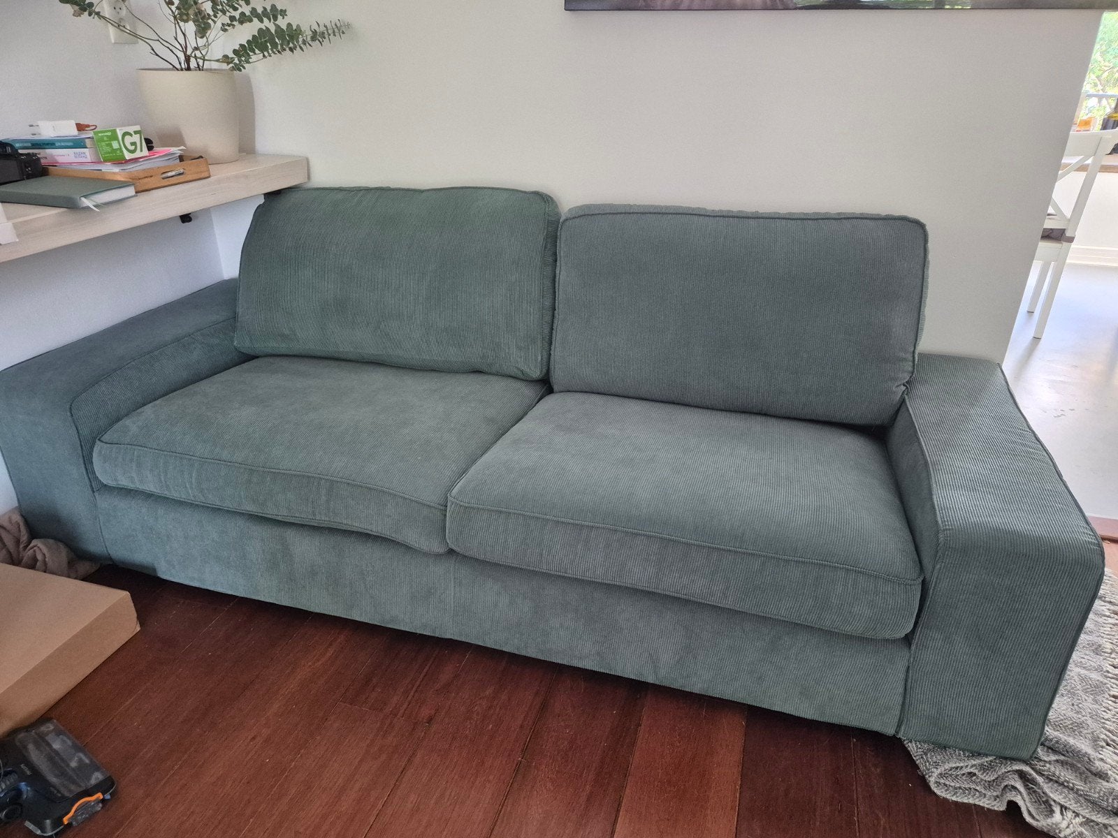 IKEA KIVIK bank - 3-zitsbank in groene ribstof, Ophalen, Gebruikt, Tweepersoons, 75 tot 100 cm