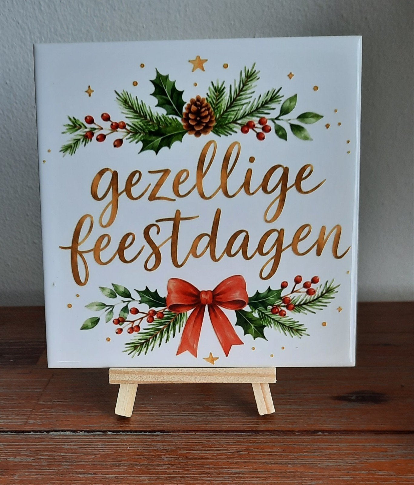 Handgemaakte tegel. Gezellige feestdagen., Ophalen of Verzenden, Nieuw