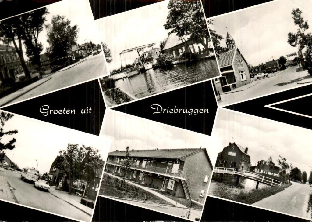 Driebruggen - Collage - Brug en straatgezichten, Ophalen of Verzenden, 1960 tot 1980, Ongelopen, Zuid-Holland