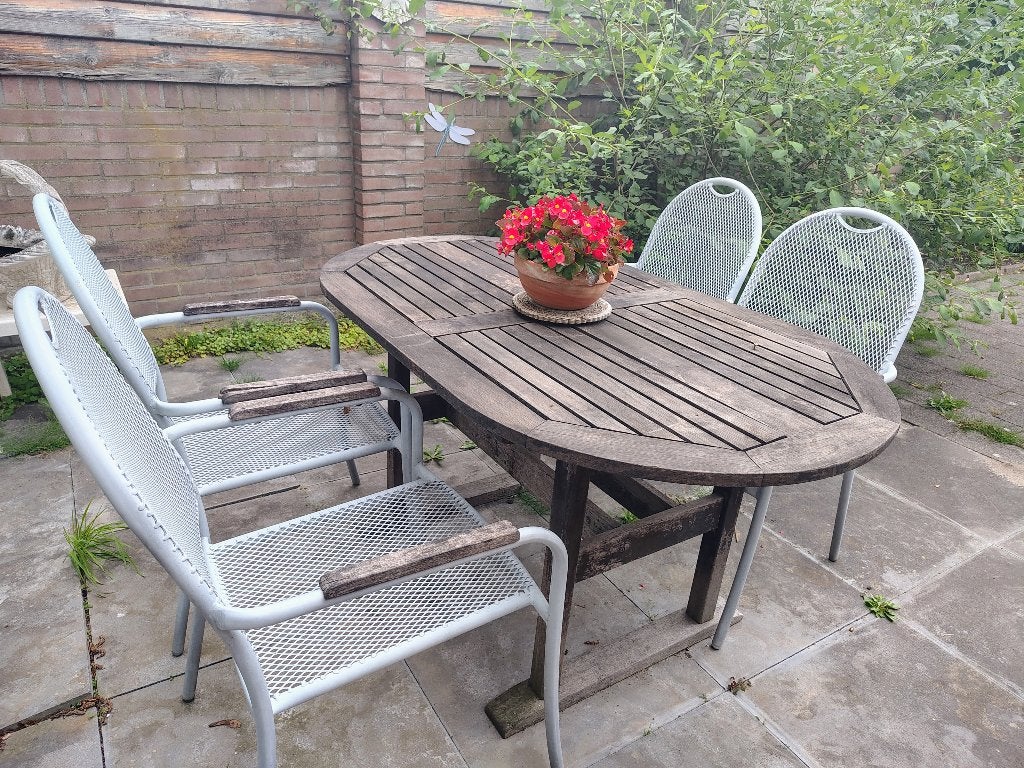 tuintafel, Tuin en Terras, Tuintafels, Ophalen, Gebruikt, Rechthoekig, Hout