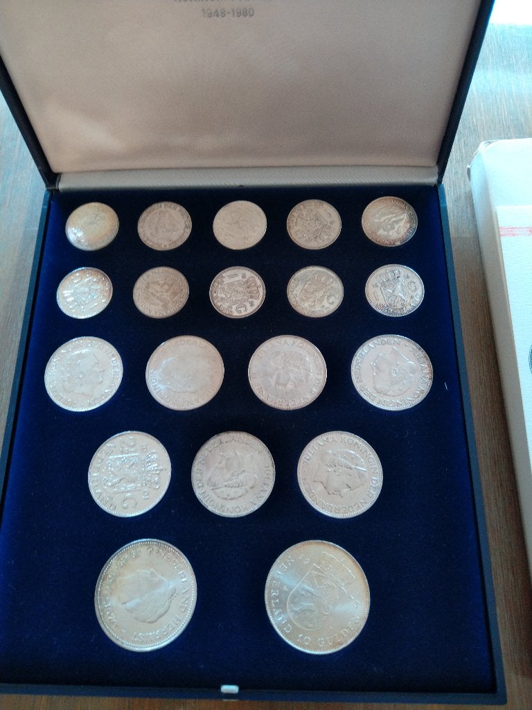 Zilveren munten Juliana in cassette, Ophalen, Koningin Juliana, Setje, Zilver