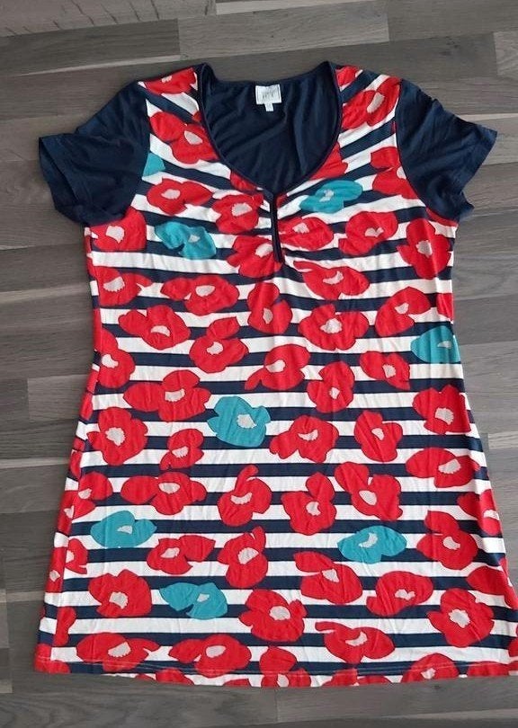 Green ICE gestreepte jurk met bloemenprint, XL, Blauw, Maat 46/48 (XL) of groter, Ophalen of Verzenden, Zo goed als nieuw