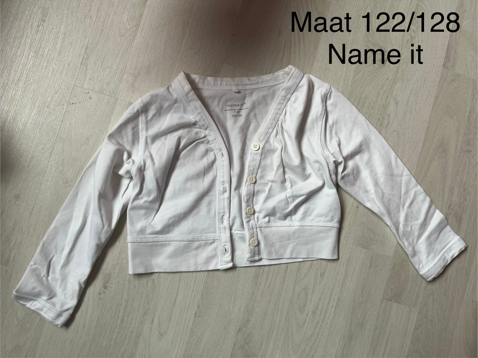 Wit bolero vestje, maat 122/128, merk: Name it., Kinderen en Baby's, Kinderkleding | Maat 122, Ophalen of Verzenden, Gebruikt