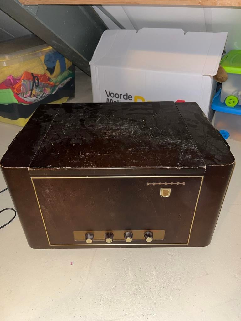 Vintage Philips Platenspeler - Klassieke Houten Koffer, Ophalen, Gebruikt, Platenspeler, Philips