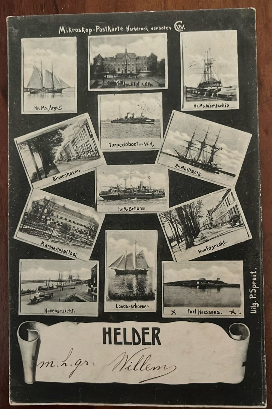Zeldzame Mikroskop-Postkarte Helder, Ophalen of Verzenden, Voor 1920, Gelopen, Noord-Holland