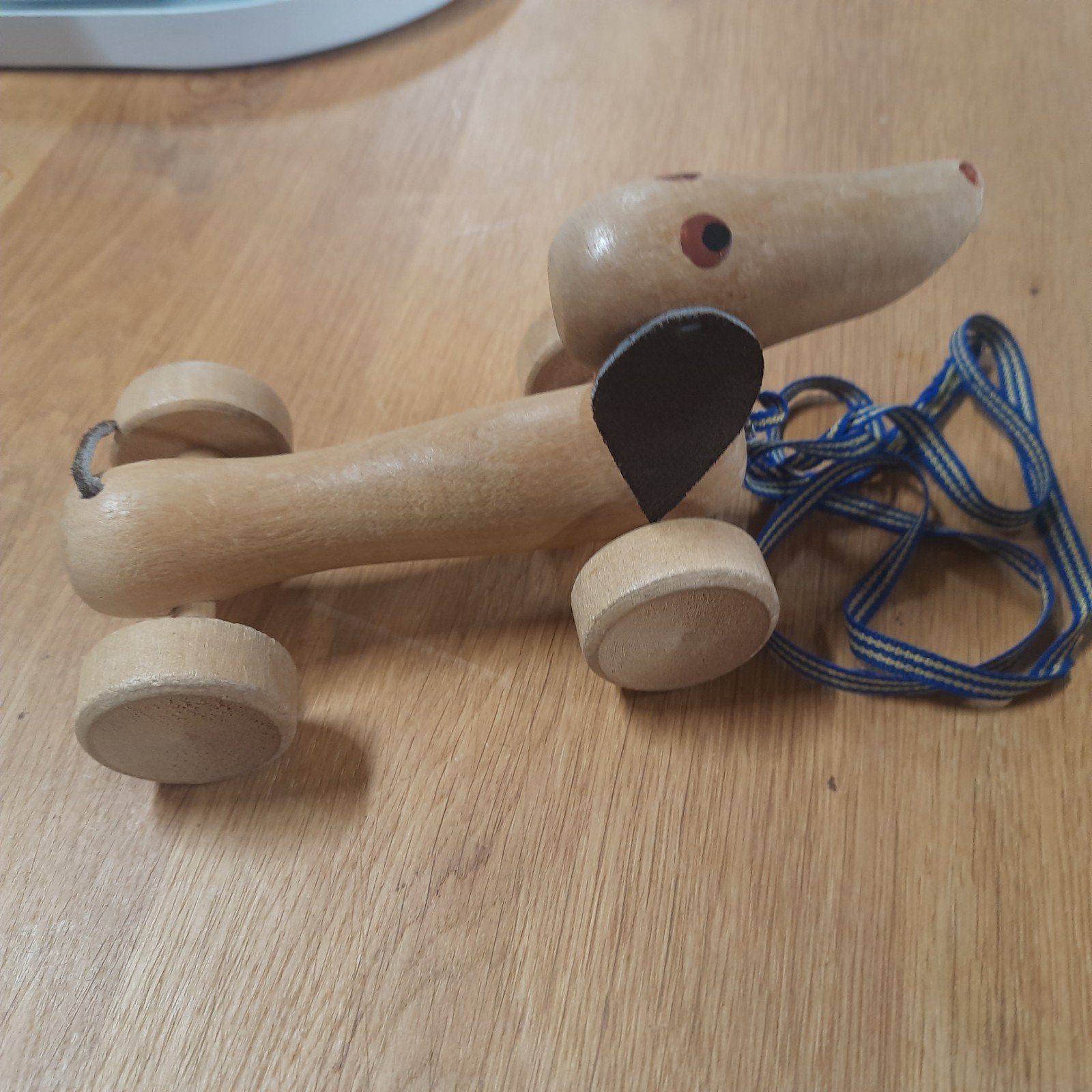 vintage houten teckel trekdier, Ophalen of Verzenden, Gebruikt, Duw- of Trekspeelgoed