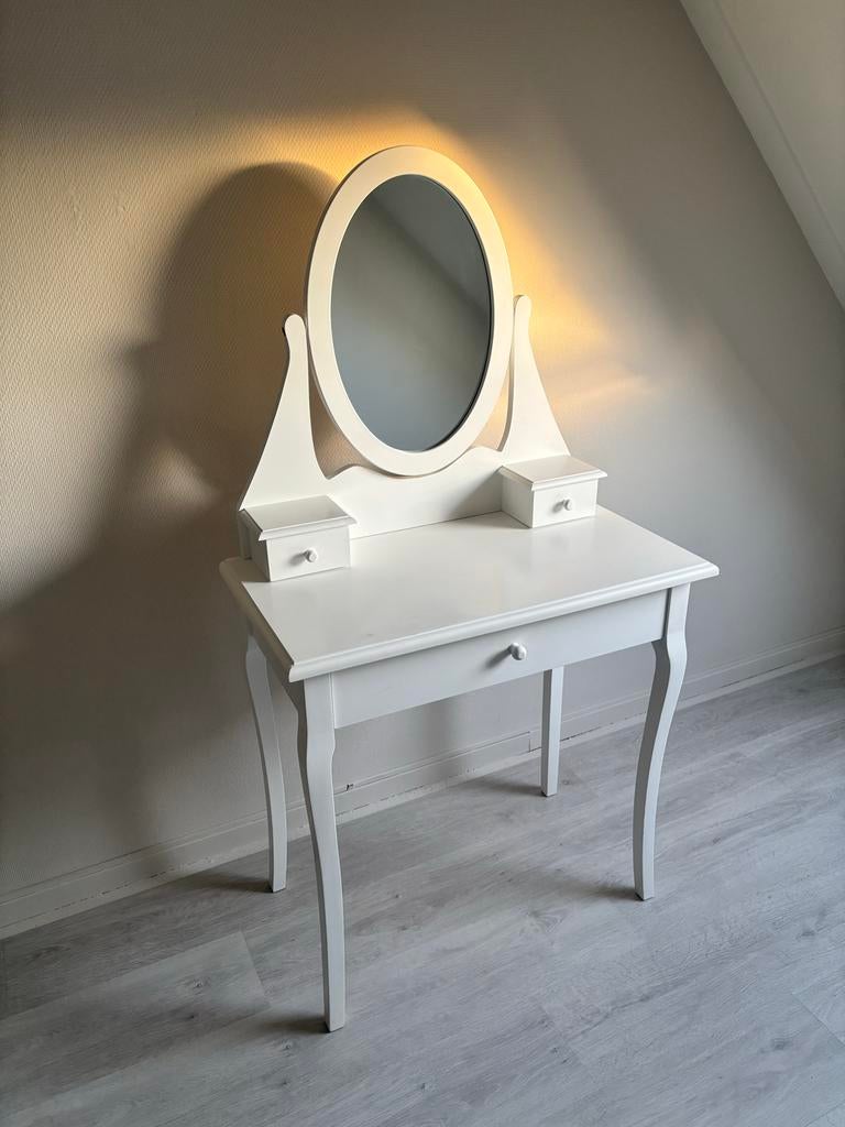 Kaptafel met spiegel en laatjes - 140x75x40 cm, Ophalen, Gebruikt, 50 tot 100 cm, 100 tot 150 cm