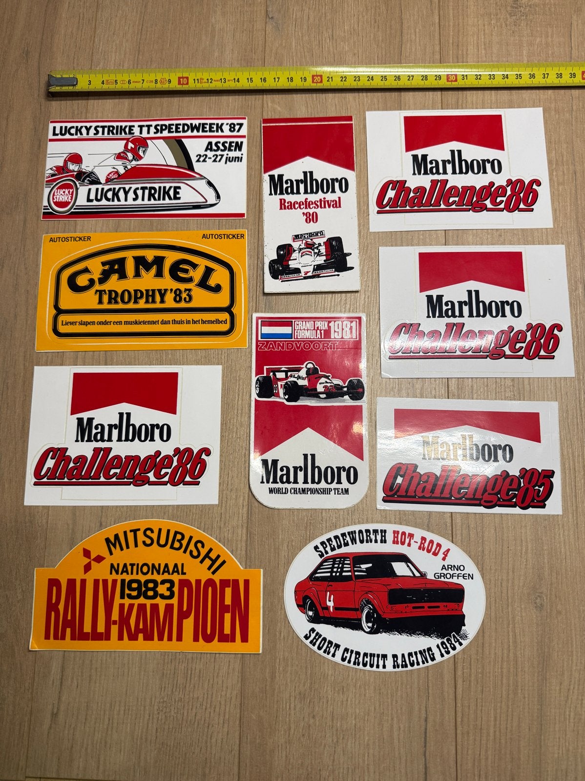 Vintage Race Auto Stickers - Marlboro, Camel, Lucky Strike, Ophalen of Verzenden, Gebruikt, Auto's