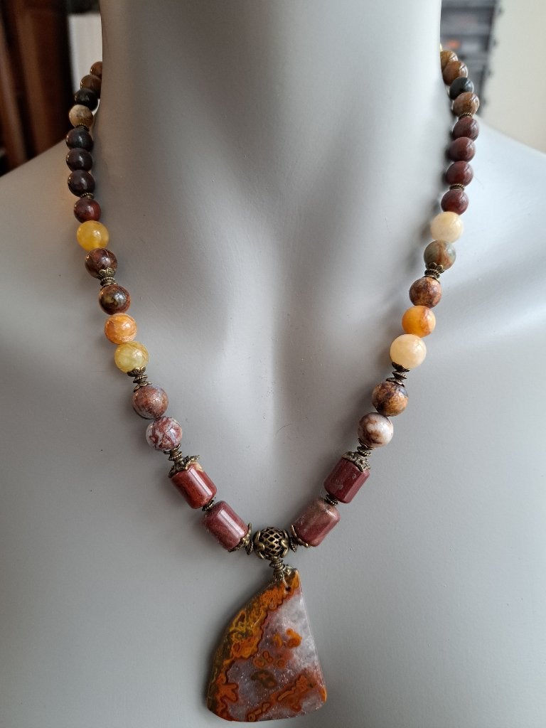 015 edelsteen ketting met Zhanguo warring states Agate, Sieraden, Tassen en Uiterlijk, Overige kleuren, Nieuw, Ophalen of Verzenden
