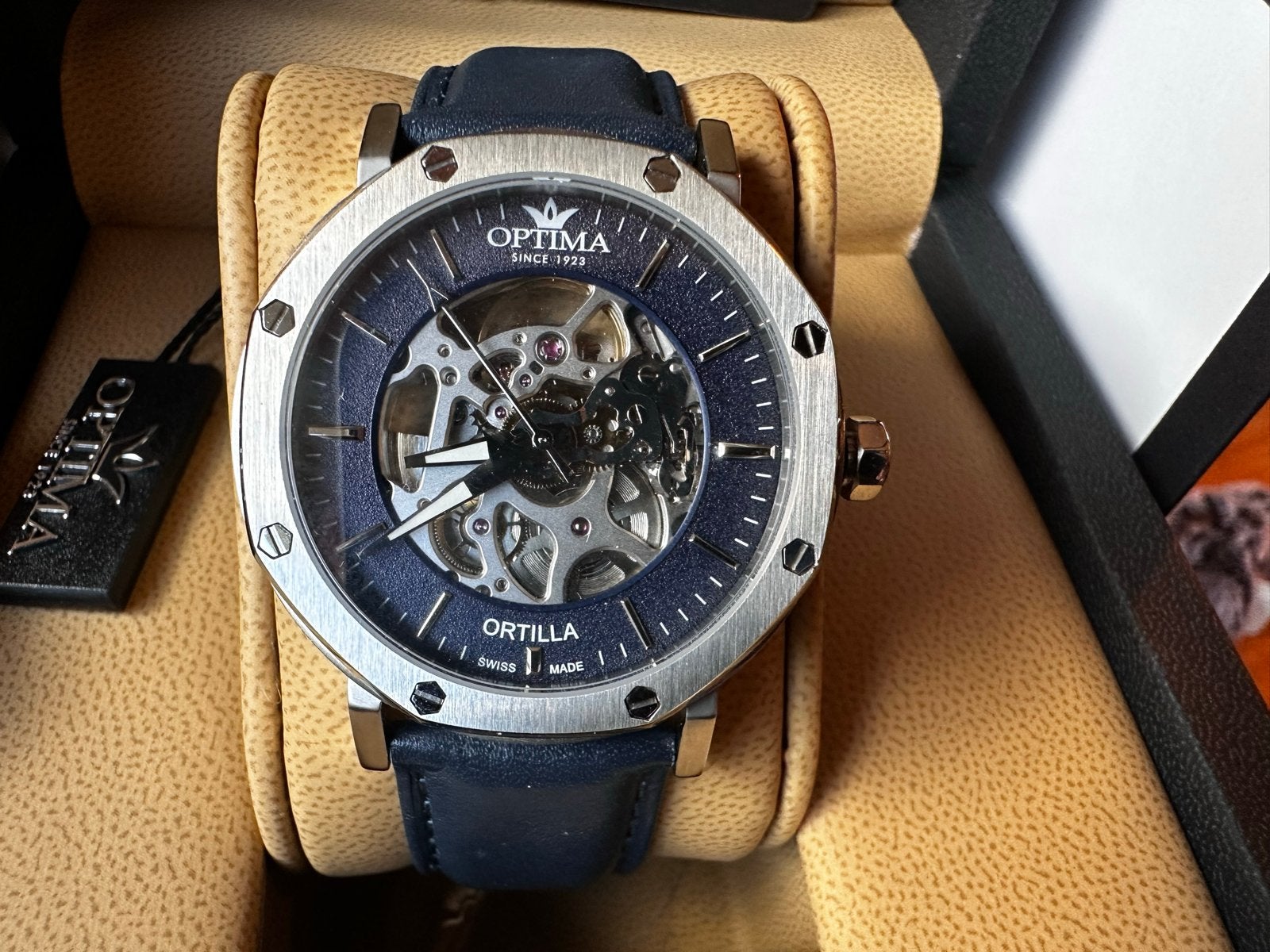 Optima Ortilla Skeleton Swiss Automatic 42mm Z.G.A.N., Overige merken, Leer, Staal, Polshorloge
