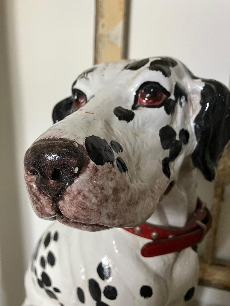 Vintage Terracotta dalmatiër hond, Verzamelen, Beelden en Beeldjes, Ophalen, Gebruikt, Dier