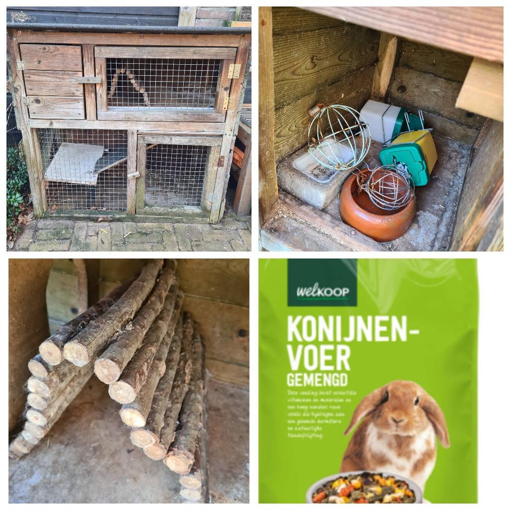Konijnenhok buiten, binnen met alle toebehoren, Dieren en Toebehoren, Knaagdieren en Konijnen | Hokken en Kooien, Ophalen, Gebruikt
