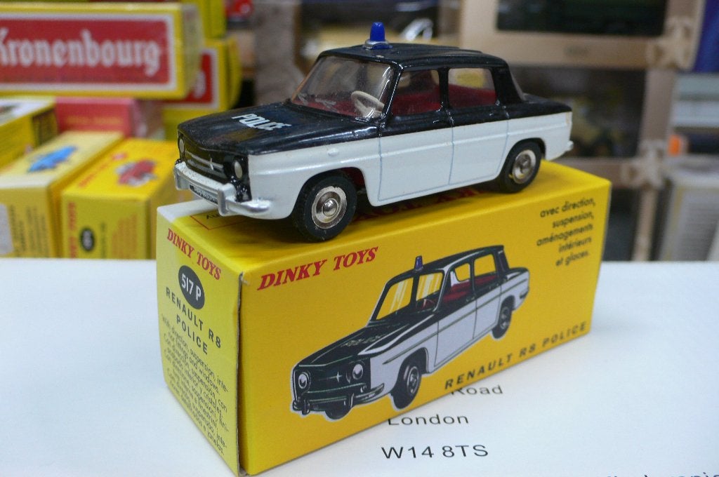 renault 8 police - dinky toys/atlas #517p-doosje verkleurd !, Verzenden, Zo goed als nieuw, Auto, Dinky Toys