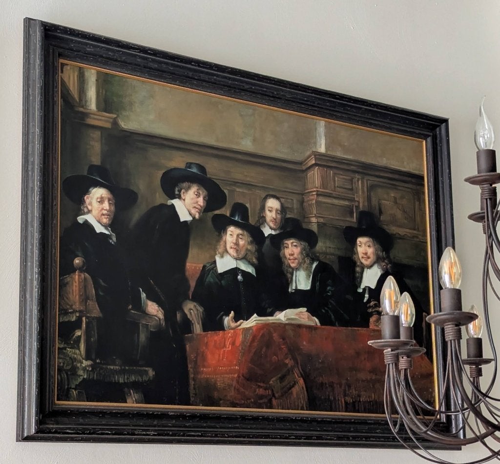Reproductie van De Staalmeesters van Rembrandt, Antiek en Kunst, Kunst | Schilderijen | Klassiek, Ophalen, Doek, Portret of Personen
