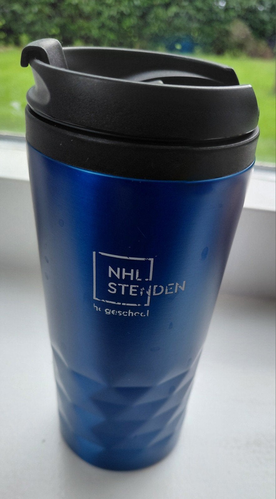 Blauwe Thermosbeker - Zo Goed als Nieuw, Huis en Inrichting, Blauw, Ophalen of Verzenden, Zo goed als nieuw, Metaal