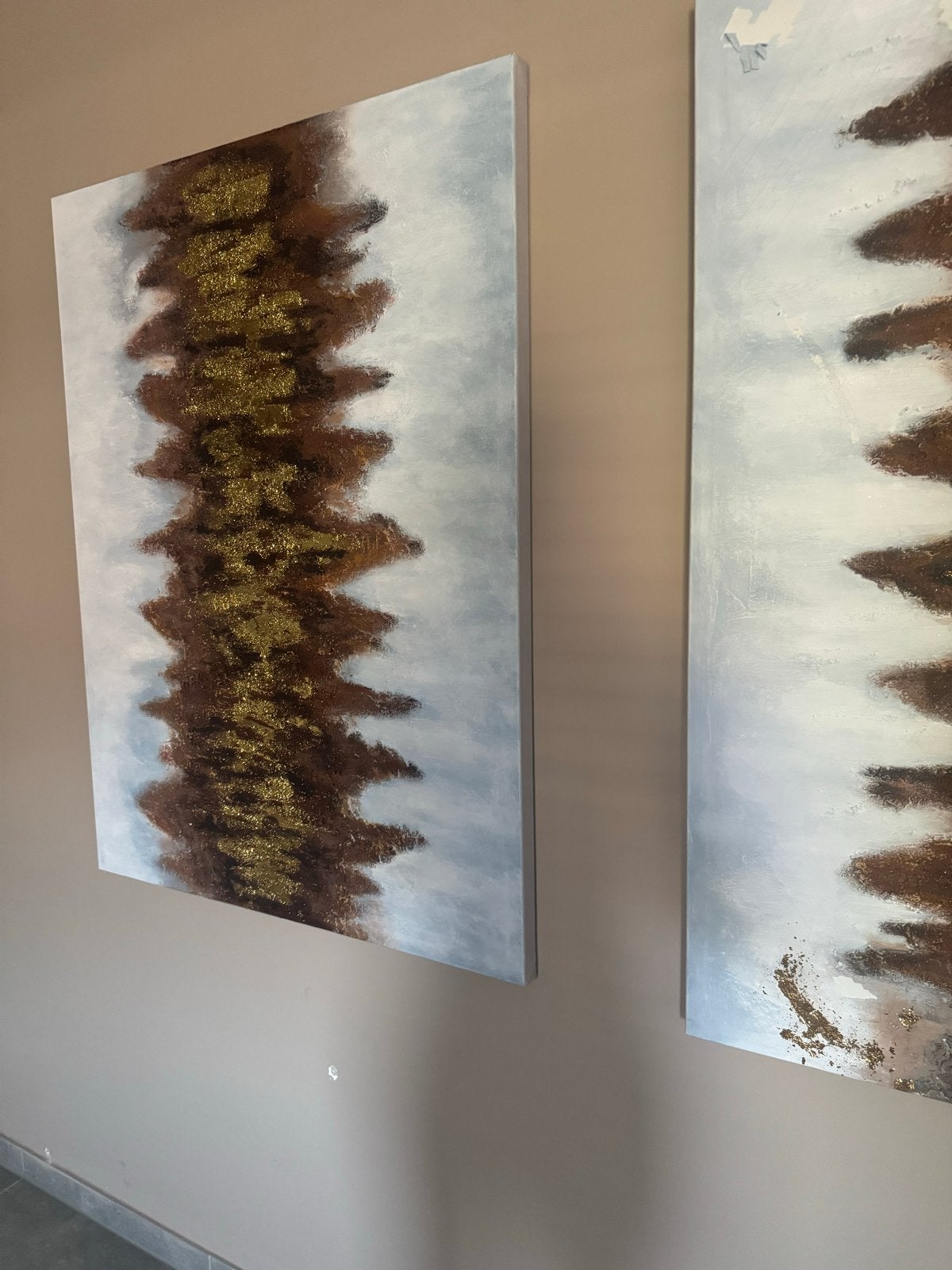 Abstracte Schilderijen met Goudaccenten, Antiek en Kunst, Ophalen