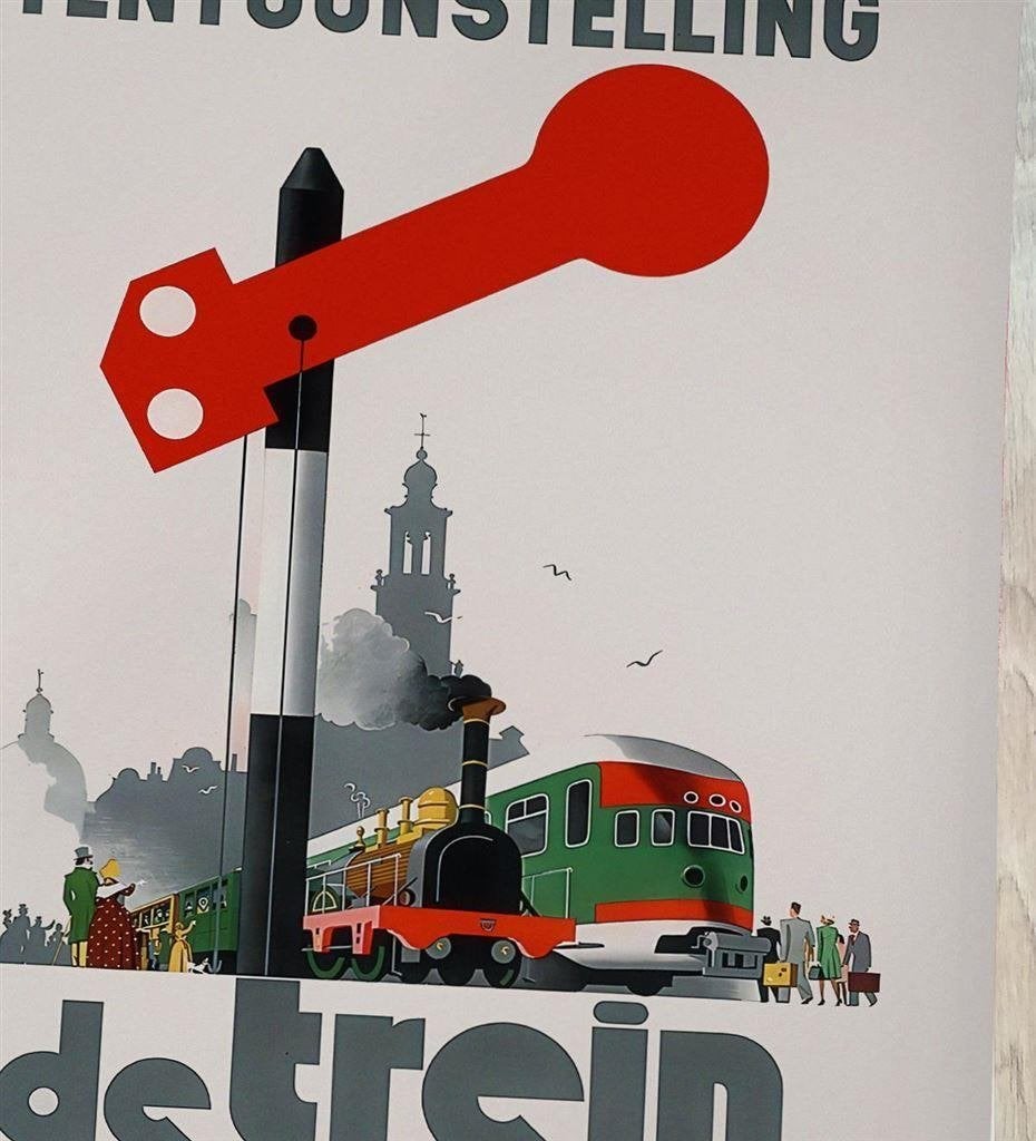 De Trein 1839-1939 Spoorwegen Jan Wijga affiche, Verzenden, Nieuw, Tram, Overige typen