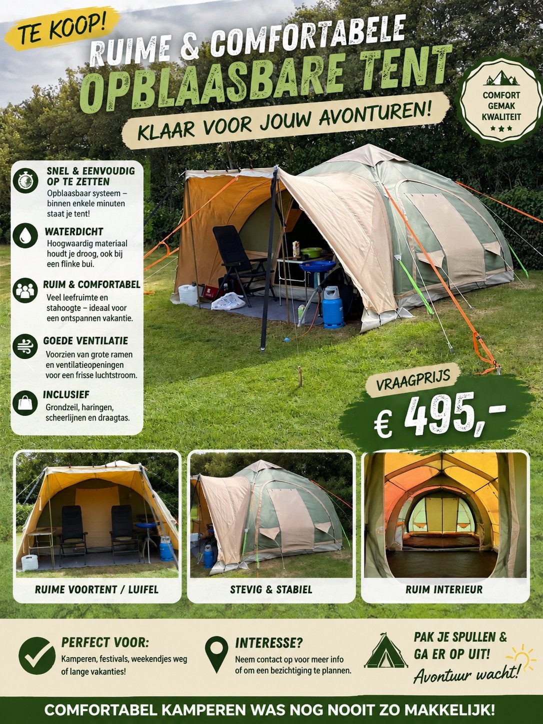 Mooie karstentent, Ophalen, Zo goed als nieuw